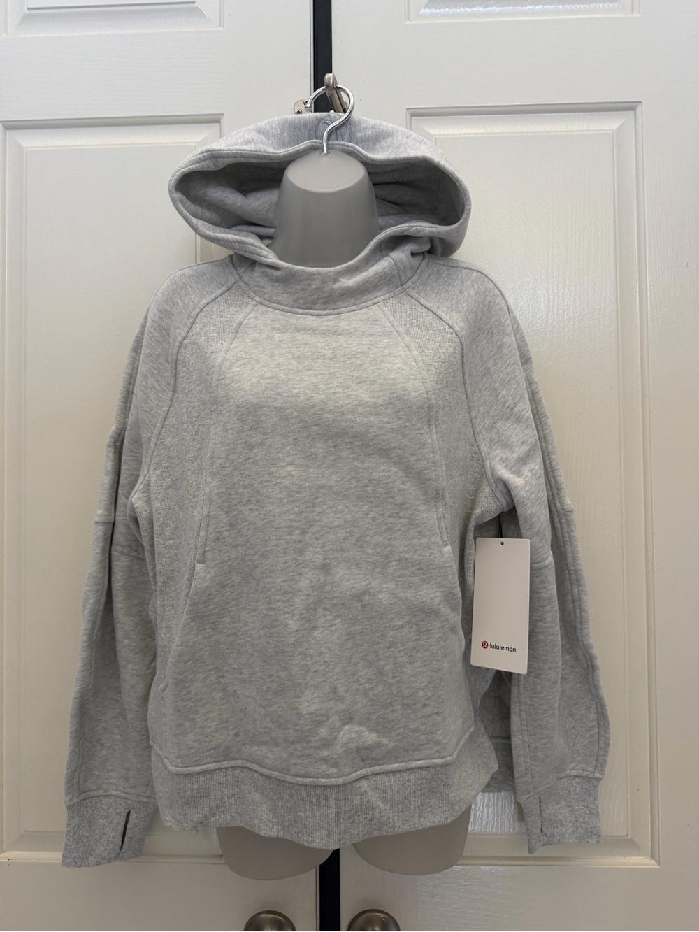 Lululemon Scuba Oversized Light Gray Side-Slit Hoodie Sz XS/S